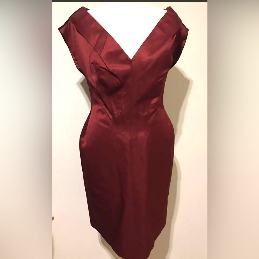 NWT Alessandro Dell Aqua Burgundy Black Velvet Bodycon Dress Neiman Marcus